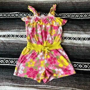 ST EVE TERRY CLOTH HIBISCUS HAWAIIAN PRINT RUFFLE ROMPER COVER UP SIZE 6X